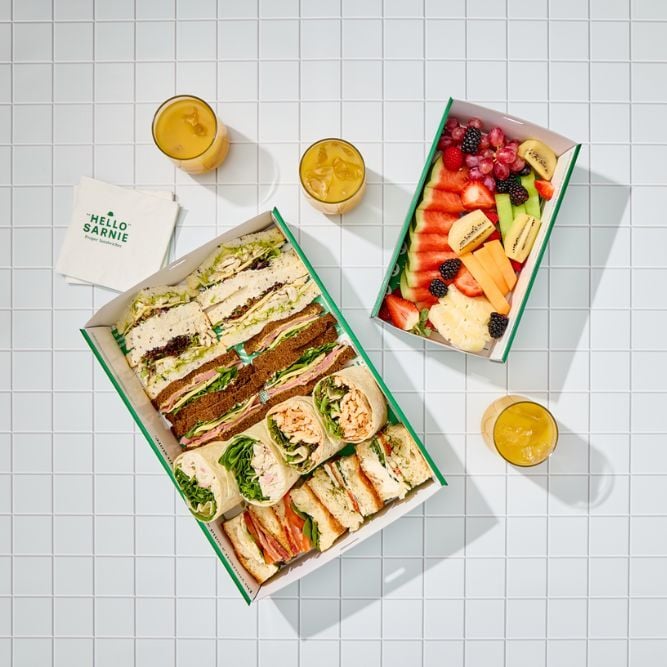 Sandwich catering platter and fruit platter