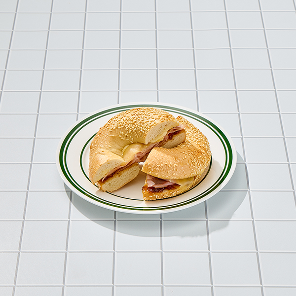 Ham, Cheese & Onion Jam Bagel